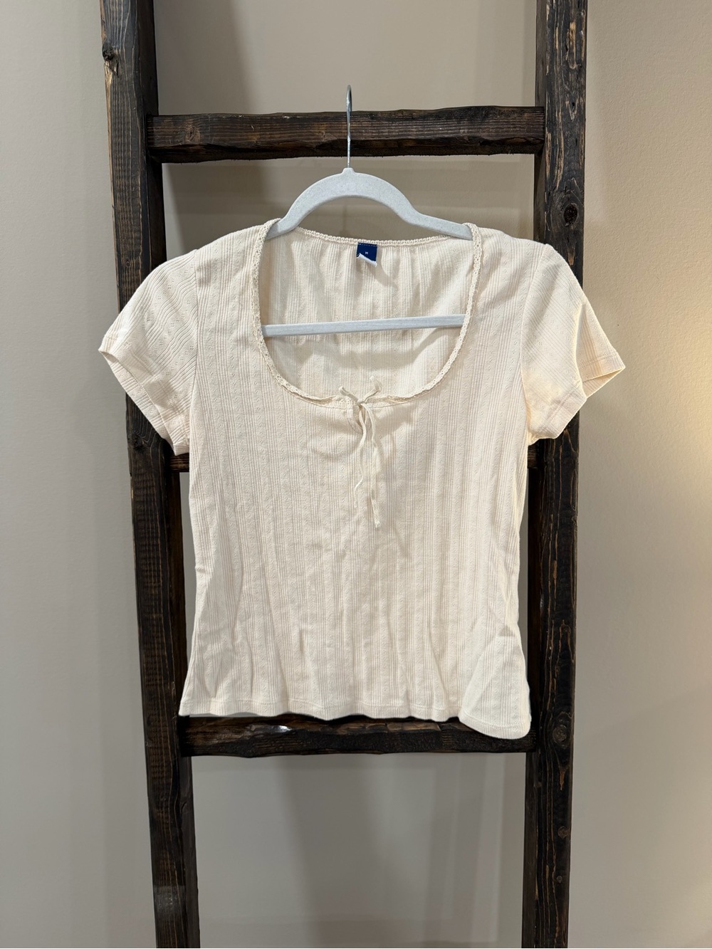 Old Navy Lace Trim Bow Top